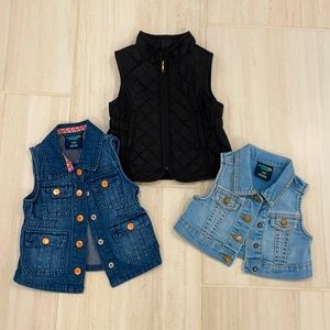 Blue Jean Vests and Black with Gold Vest